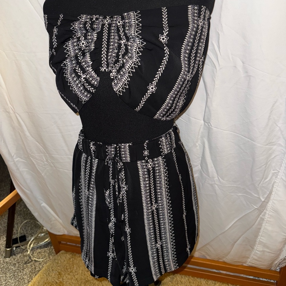 Black and White Strapless Dress